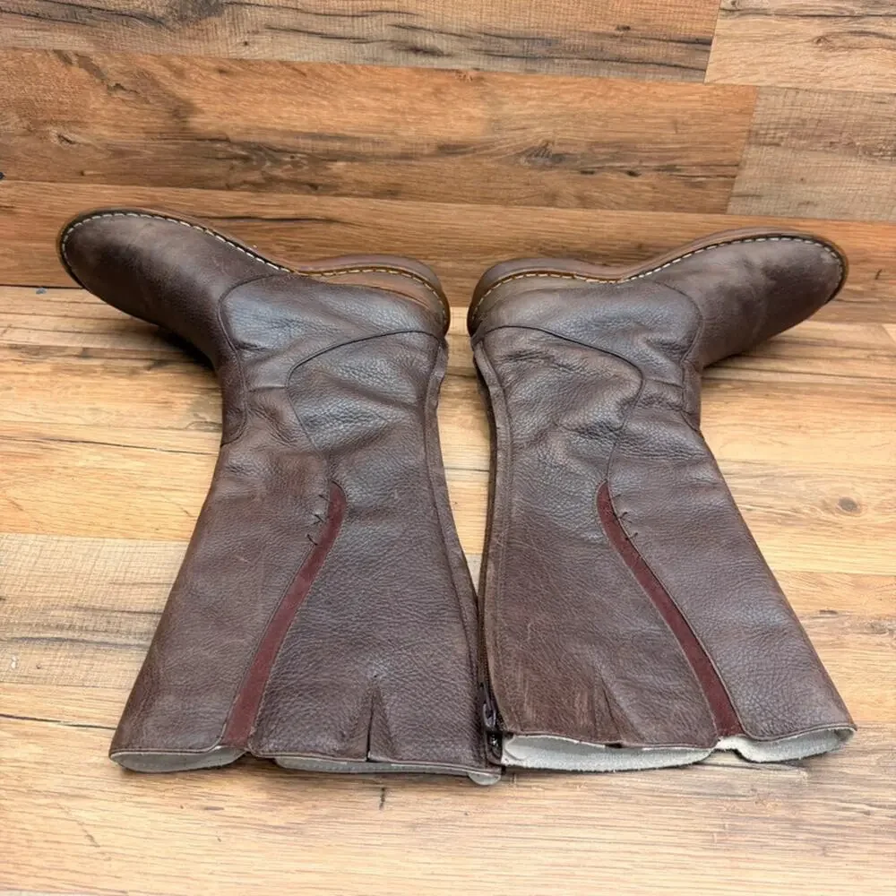 Vtg Dr. Martens size 8 Brown Leather Back Zip Knee High Tall Boots